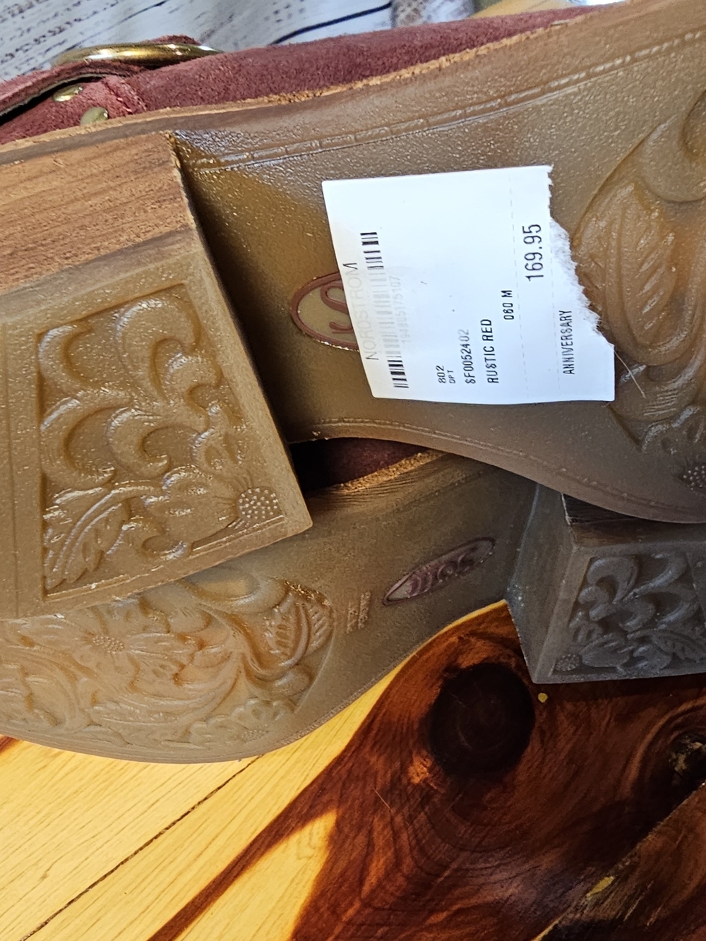 Sofft Rustic Red Suede Studded Ankle Boots NIB $170 Retail Harness Buckle Size 6 - Picture 5 of 6